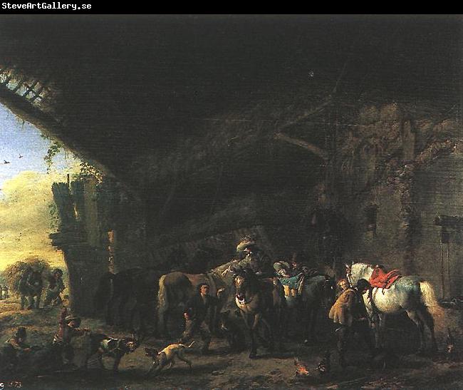 WOUWERMAN, Philips Scene in front of an Inn wet